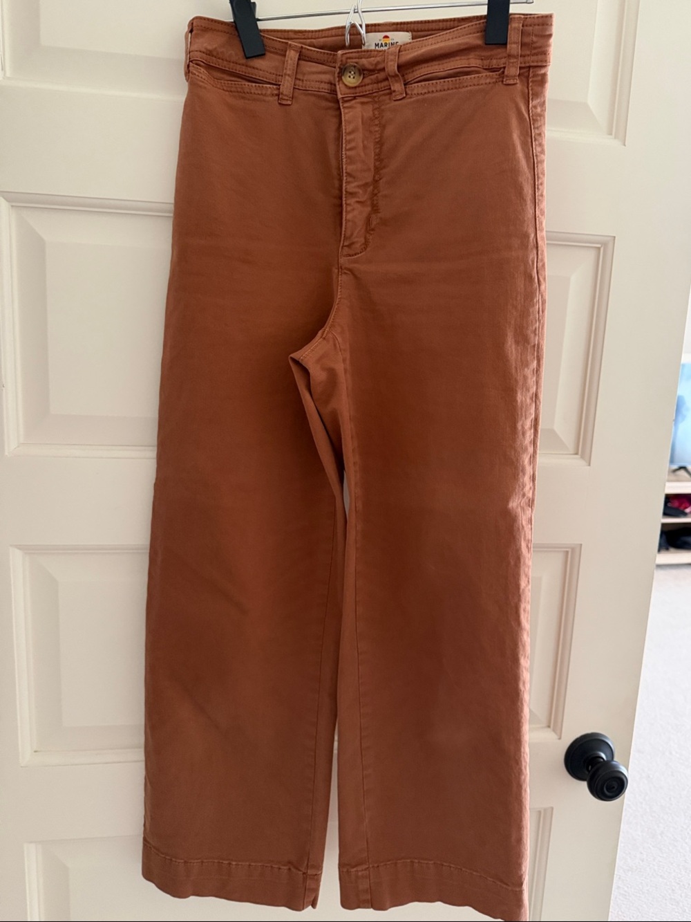 Marine Layer Women’s Wide-Leg Chinos in Rust Brown